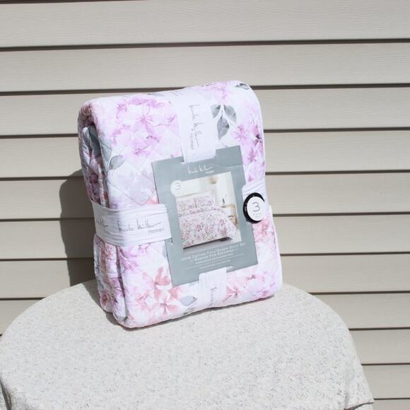 Nicole Miller Home 3 Piece Quilt Set Full/Queen w Shams Floral Print 100% Cotton - Picture 11 of 12